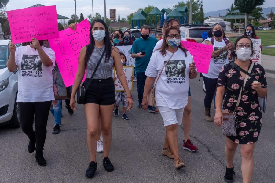 Protesters led by Guadalupe Gayton depart Grandview Park to march to Fort Bliss to demand justice for Vanessa Guillen July 4, 2020.