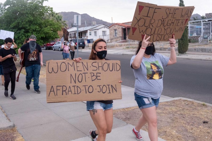 Protesters march down McKinly Avenue towards Fort Bliss to get justice for Vanessa Guillen July 4, 2020.