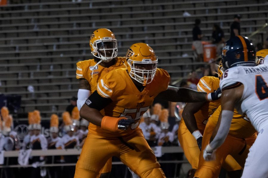 Former UTEP Quarterback Kai Locksley drops back to pass versus the University of Texas at San Antonio Oct. 5, 2019.