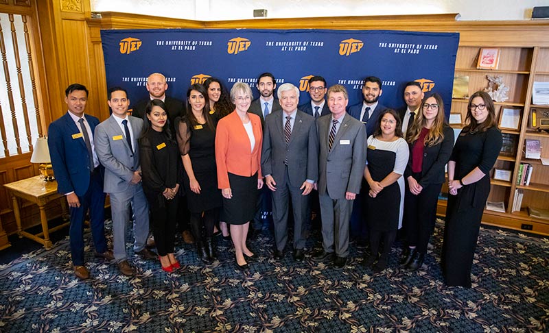 UTEP and NMSU officials at the ribbon-cutting ceremony in early February to inaugurate Studio G.