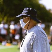 UTEP Head Coach Dana Dimel overseas day one of team practice at Glory Field Aug. 16, 2020.