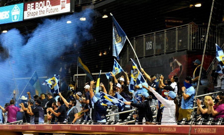 El Paso Locomotive fans cheer on their winning team after emerging victorious over New Mexico United Saturday Oct. 17.