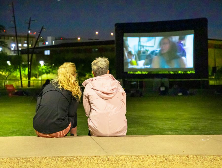 People were welcomed at UTEPs Centennial Plaza for a movie on the lawn, hosted by the Student Engagement and Leadership Center on April 13, 2021.