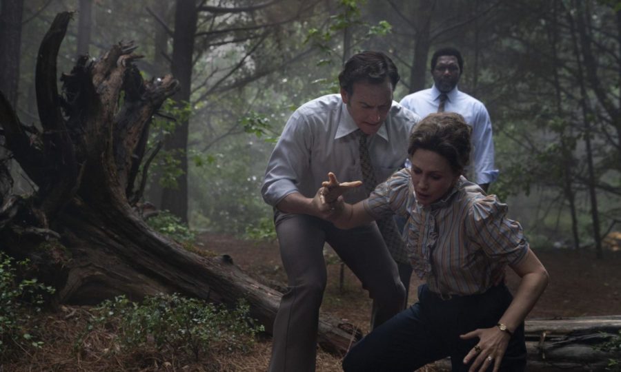 Vera Farmiga, Patrick Wilson, and Keith Arthur Bolden in The Conjuring: The Devil Made Me Do It (2021)