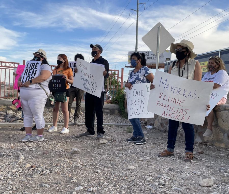 Protesters+hold+signs+during+a+rally+at+Jorge+Almada+Park+across+from+Ft.+Bliss++June+8%2C+2021.