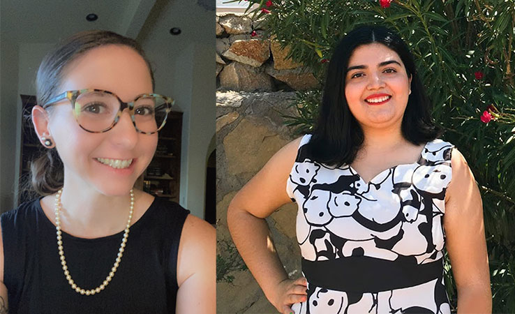 Kaleigh Love, left, and Sofia Delgado, two undergraduate students at The University of Texas at El Paso, were elected to the Peer-Led Team Learning International Society (PLTLIS) board of directors during the society’s virtual annual conference, which was hosted by the University. 