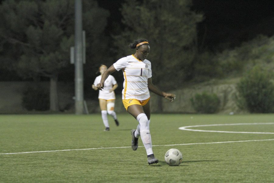 Cayla Payne clears the ball against Southern Miss on Oct. 22 