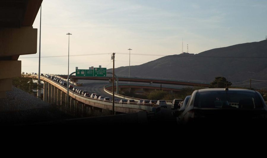 Border commuters await long hours to cross to Ciudad Juarez, Feb. 13, 2022.