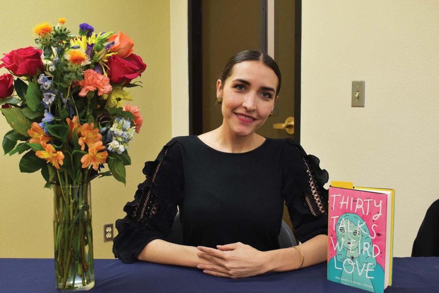 UTEP Alumna, Lecturer, and escritora fronteriza Alessandra Narvaez Varela at the book reading of Thirty Talks Weird Love on Wednesday Jan. 26 at University Suite.  