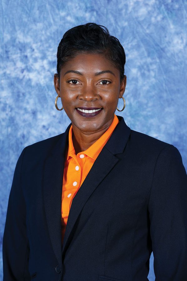 Lacena Golding-Clarke, Track & Field Assistant Head Coach speaks on her experience of being a woman in a male-dominated sport where most expect to have a male coach at a university.    Photo courtesy of the Department of Athletics  