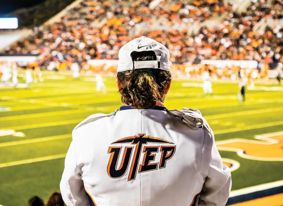 The+UTEP+band+performs+and+cheers+on+the+UTEP+football+team+from+the+stands%2C+like+Ashley+Campos.+From+playing+tunes+like+%E2%80%9CButter%E2%80%9D+by+BTS+to+the+Miners+Fight+Song%2C+you+will+catch+the+band+full+of+spirit+at+every+game.++