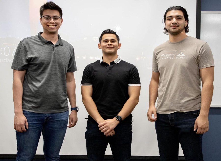 From left to right: Latino Finance Group President Fernando Pacheco Jr., Treasurer Vidal Guzman-Gonzalez and Vice President Rodolfo De Las Casas. 