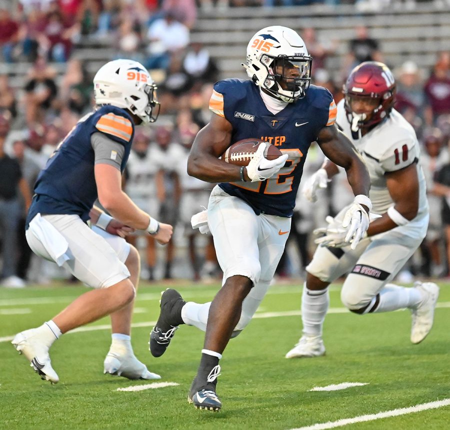 UTEP running back Ronald Awatt rushes the ball in a game against New Mexico State on Sept. 10. 