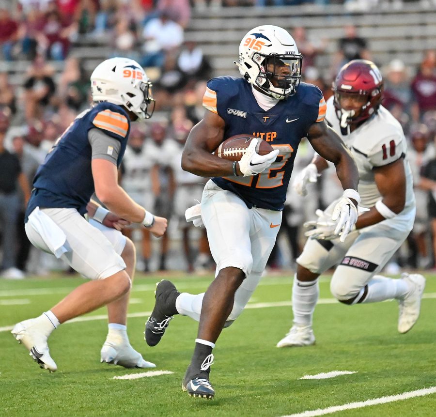 UTEP running back Ronald Awatt rushes the ball in a game against New Mexico State on Sept. 10.