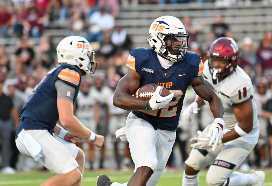 UTEP running back Ronald Awatt rushes the ball in a game against New Mexico State on Sept. 10. 