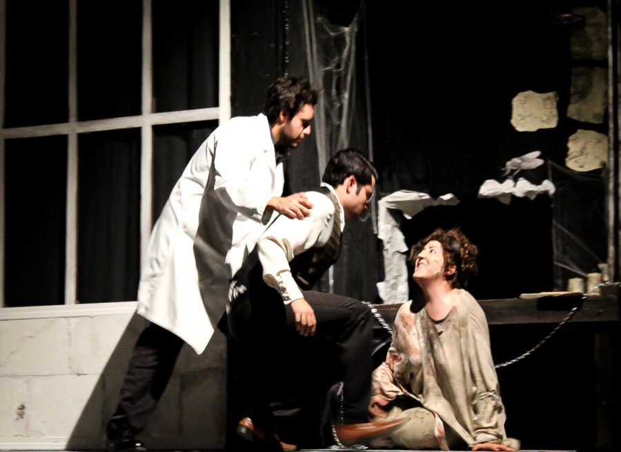 Robbie Garcia as Renfield and Kevin Kellog as Harker at the first “Dracula” showing Friday, Oct. 14, at the El Paso Playhouse.