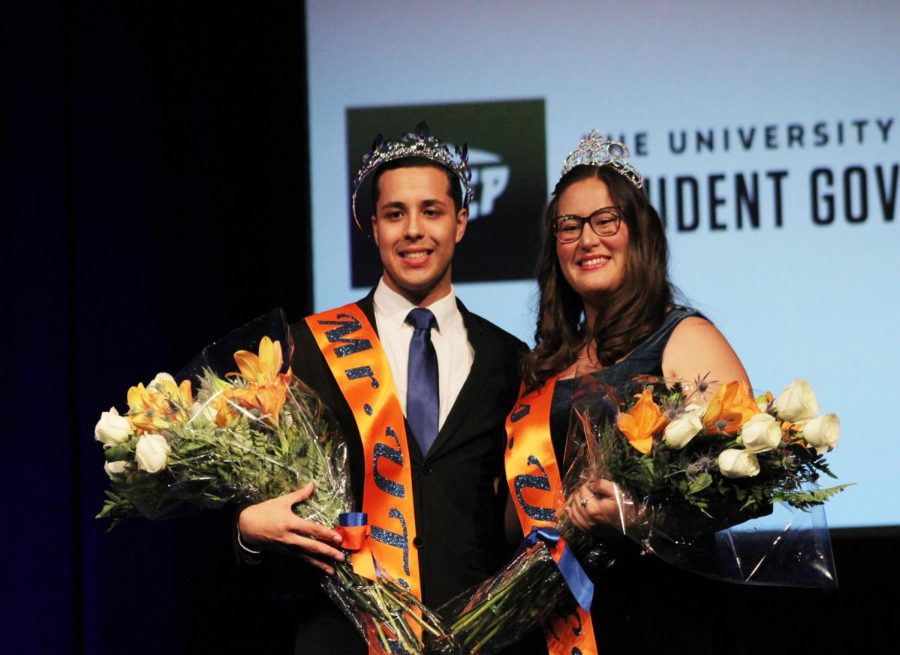 UTEP+marketing+senior+Carlos+Mora+and+MBA+graduate+student+Stacy+Rosa+Emma+Huhn%2C+Mr.+and+Ms.+UTEP+2022.