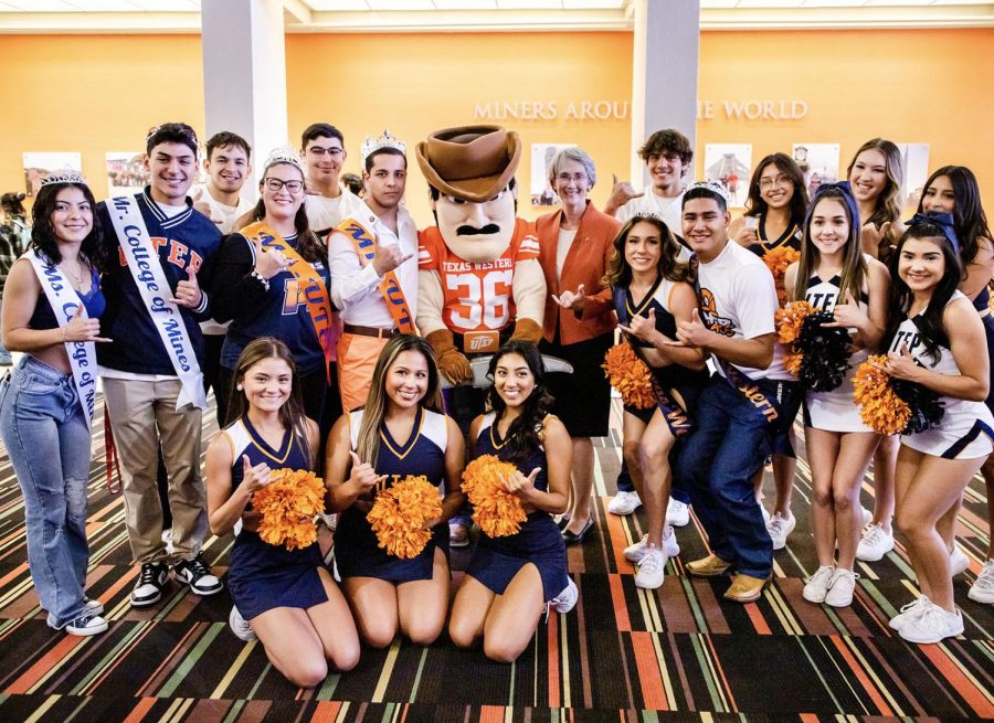 +The+homecoming+royalty+court%2C+cheer%2C+and+dance+team+bring+the+spirit+at+the+UTEP%E2%80%99s+homecoming+pep+rally.++