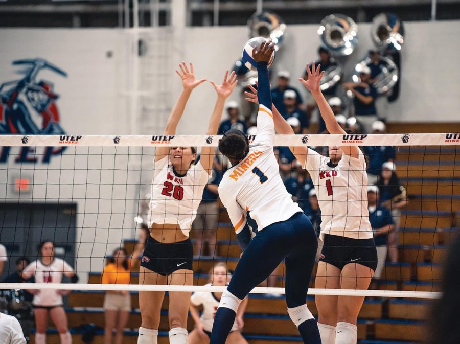 The UTEP Miners volleyball team won against LA Tech Friday, Oct. 14 before losing against Western Kentucky University Sunday, Oct. 16. Photo courtesy of UTEP Athletics.