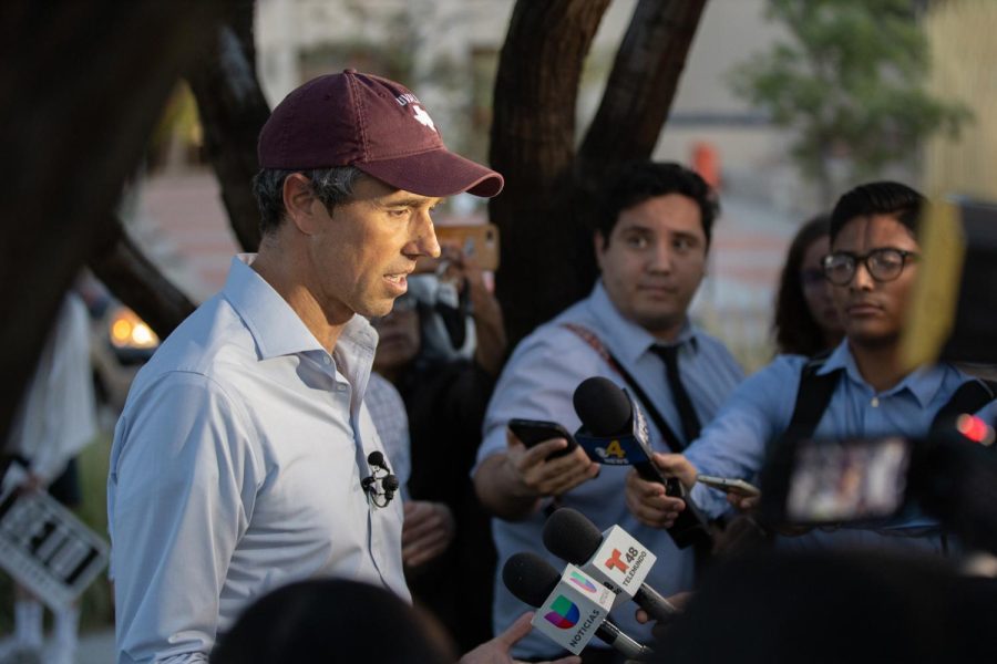 O’Rourke takes questions from the El Paso press  at the El Paso Natural Gas Conference Center for his college tour at UTEP Oct. 11.