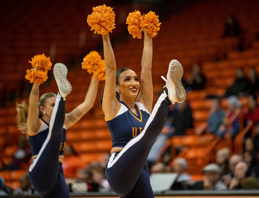 The UTEP dance team performs during a timeout of the game against Texas Southern. 