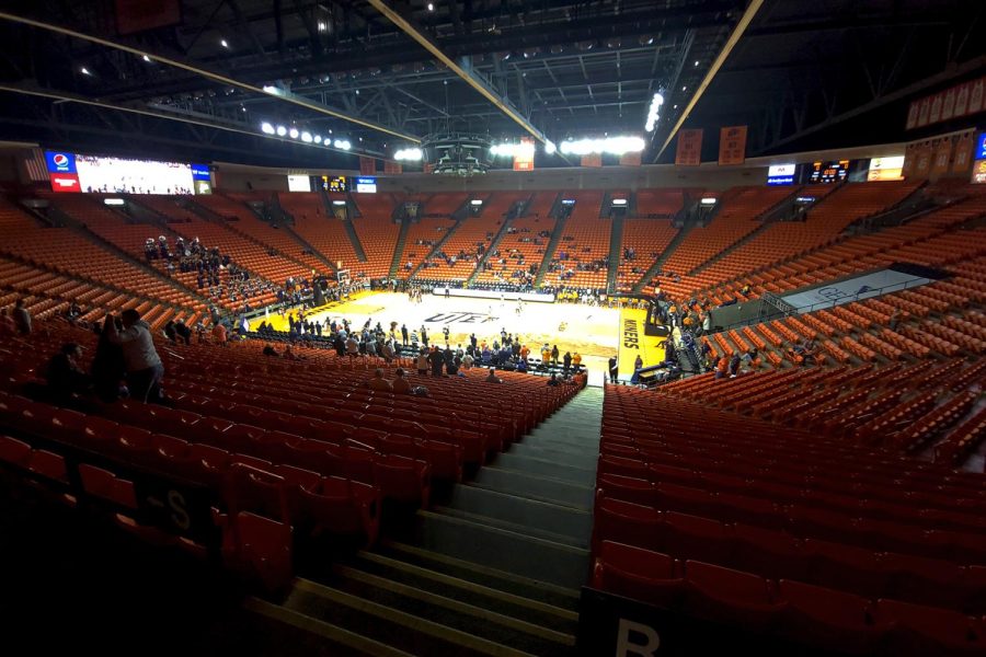 The Don Haskins Stadium filled with empty seats at a women’s game during the 2022-23 season.  