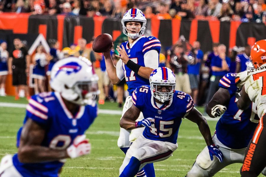 Buffalo Bills quarterback Josh Allen’s new contract will have a base salary of $23.5 million for the 2024 season. Photos courtesy of Erik Drost/Flickr 