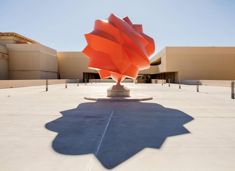 Tlahtolli is one of the sculptures built on campus, which was a gift from Mexican sculptor, Sebastian.