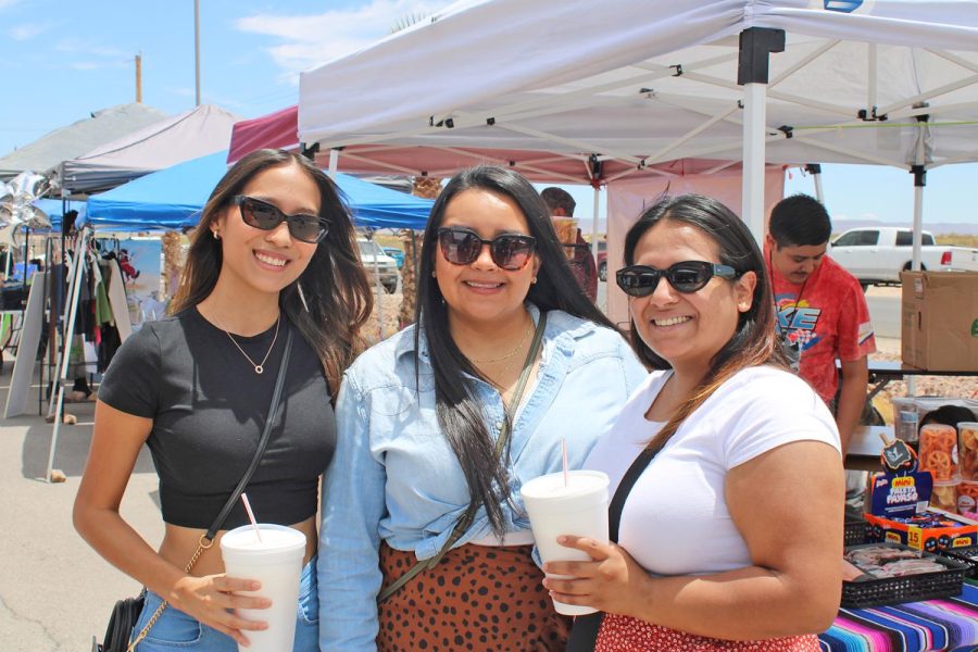 Attendees enjoying the outdoor market and supporting local vendors. (From left to right: Samantha Sanchez, Nallely Leyva and Natalie Delgado)