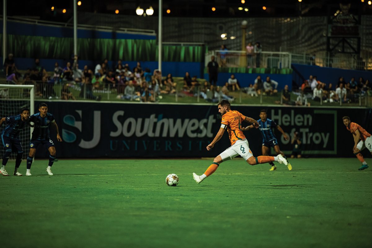 Charlie Admas attempts a free kick from outside the box to try and break open the score. 