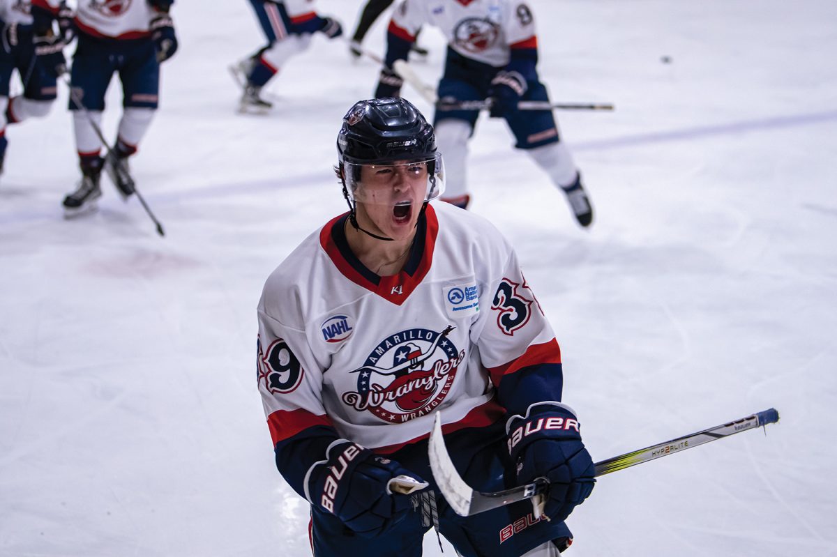 Wranglers player celebrates as he scores a goal