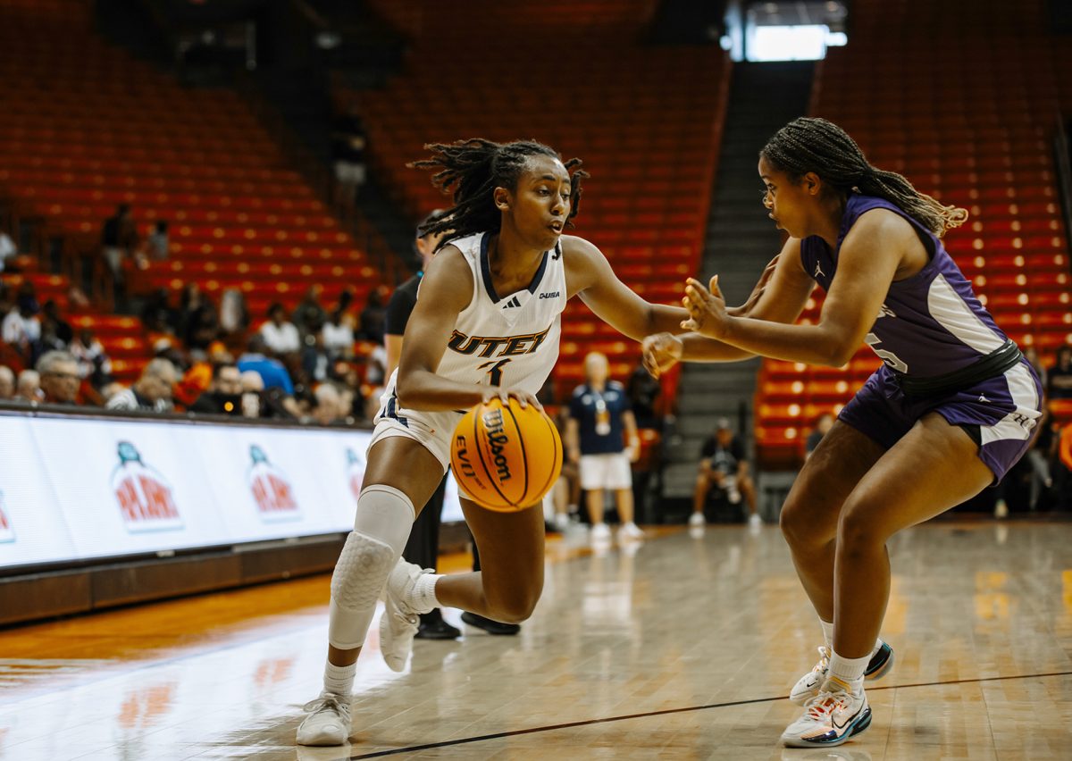 Guard Ivane Tensaie plays offense against the New Mexico Highlands Oct. 28.  