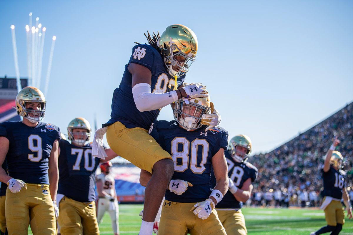 Fireworks erupt after Norte Dame routes Oregon State 40-8.