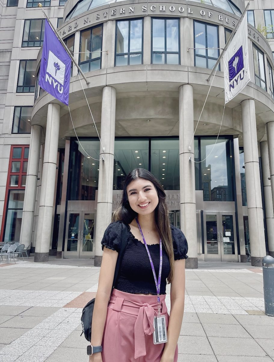 UTEP senior majoring in rehabilitation science, Jizelle Duarte was a research assistant at NYU under the Summer Health Academic Research Experience in Communication Sciences and Disorders program in Summer 2023.  Photo credit: UTEP Career Center 