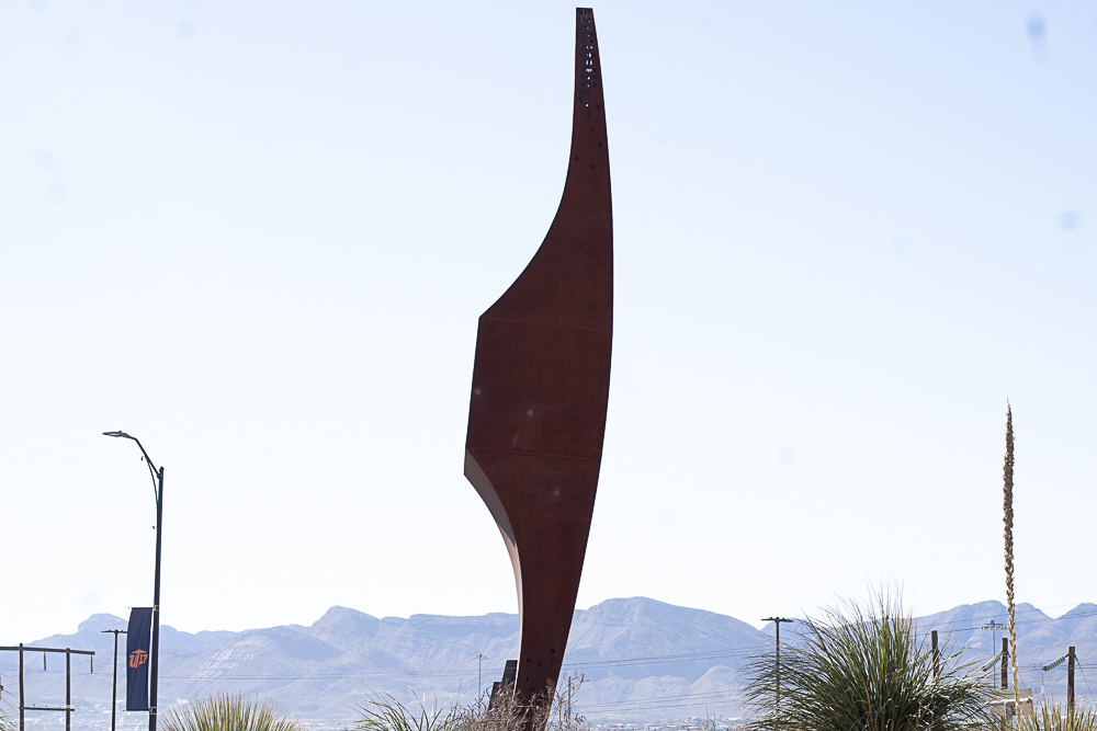 The “Minding Minds” is a monument located at the entrance of UTEP, installed in 2010.  