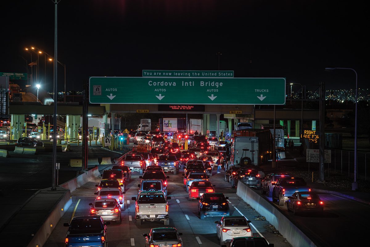 Students are met with long lines at the border after a long day of classes.