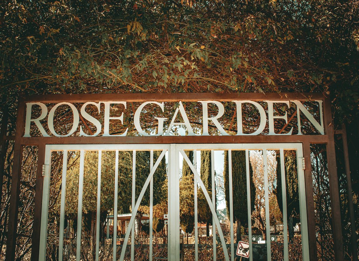 Entrance of the El Paso Municipal Rose Garden, located on Aurora Ave.  