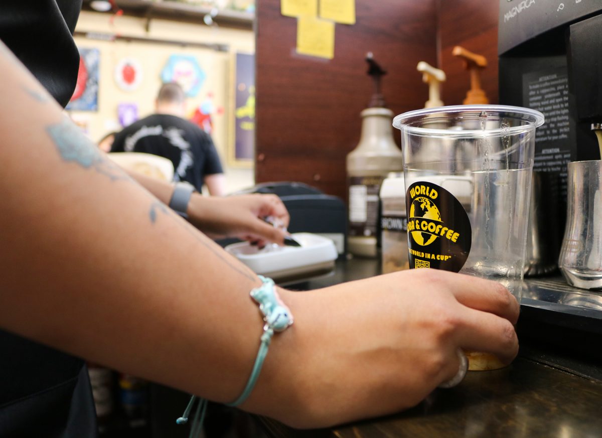 New drinks are sampled out to customers before hitting the menu. World Boba and Coffee has over 80 different drinks.