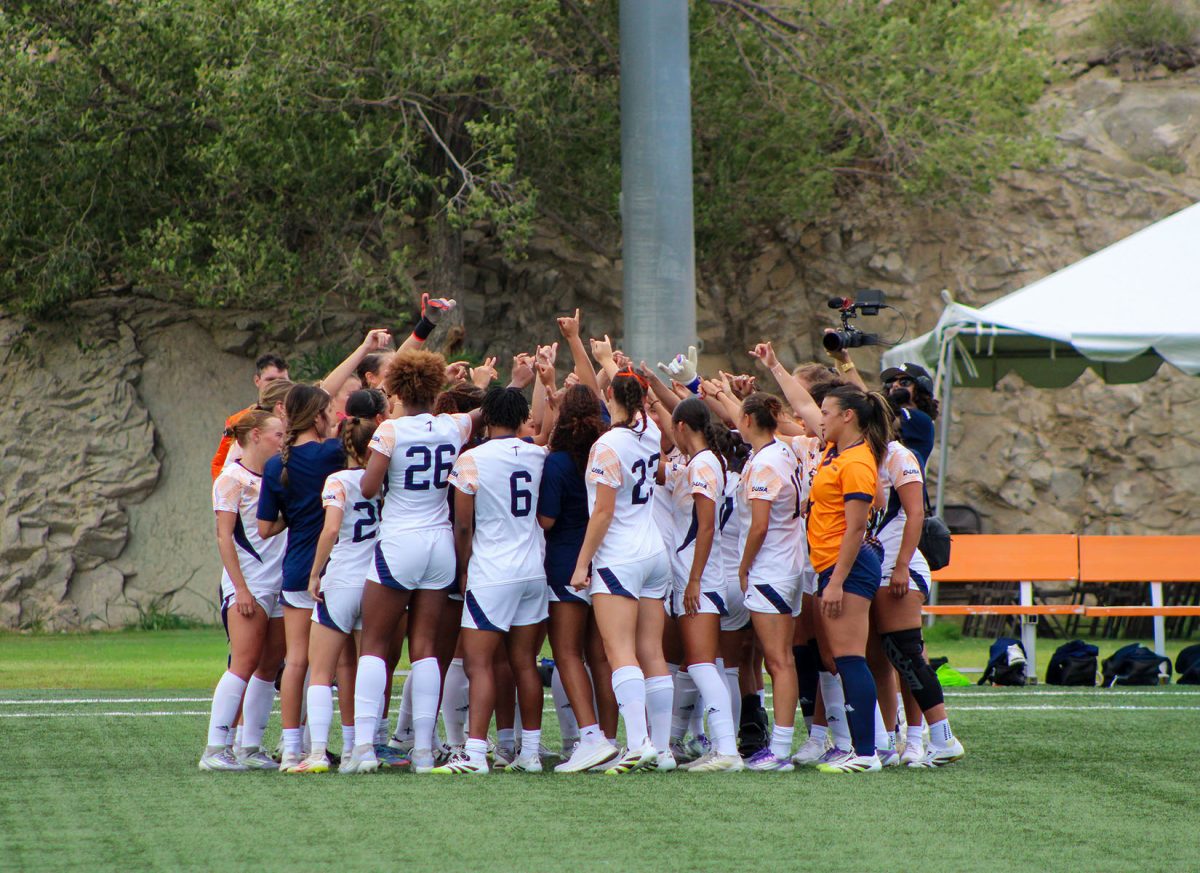 The UTEP Miners cheer "Picks Up!" before taking the field against Stephen F. Austin’s Lumberjacks on Aug. 31 at University Field. 