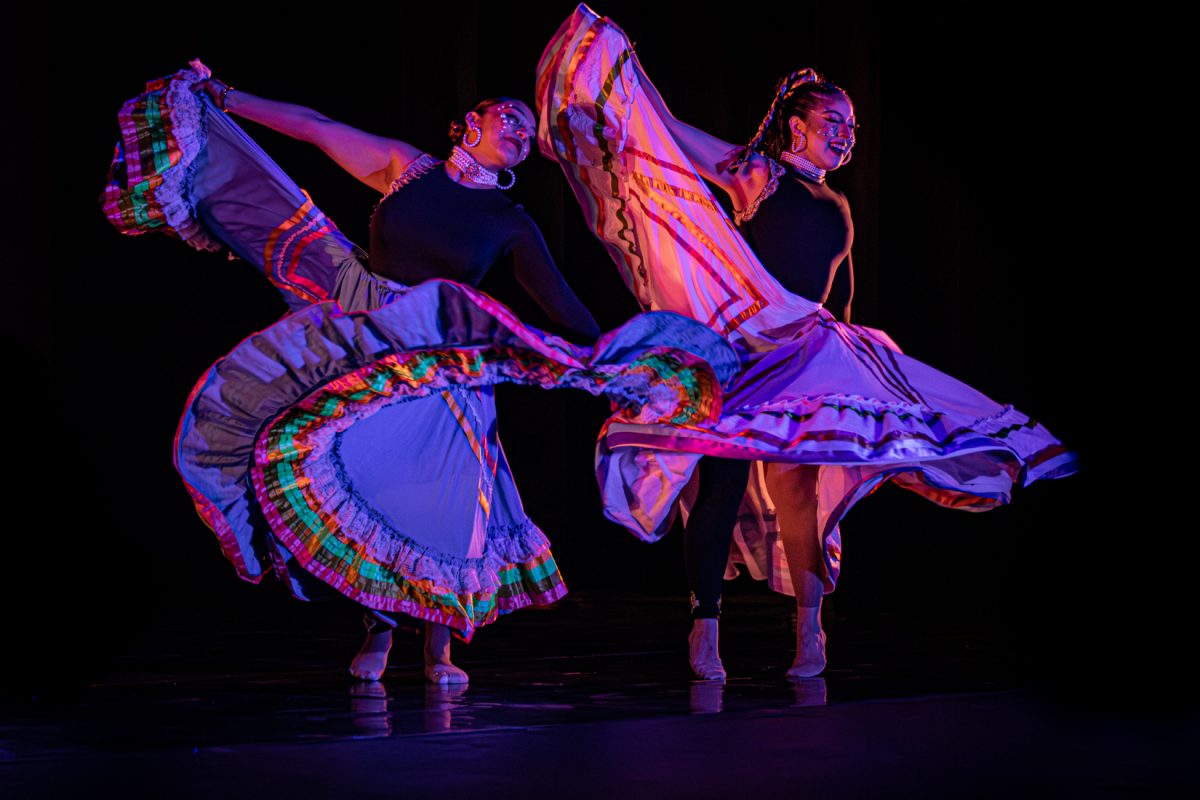 For the fourth choreography of the show “Slow Emergences,” the piece “Cosmica Lluvia” was a celebration of Chicano culture through folklorico and the evolution of it, while honoring Carol, the choreographer’s mother who was a Chicano folklorico pioneer.  